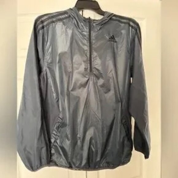 New absolutely stunning half zip men’s large adidas black hooded light - Picture 3 of 10